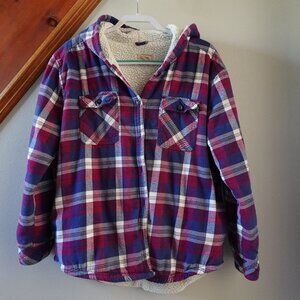 Boston Traders Button-up Blue Pink And White Plaid Cozy Jacket
